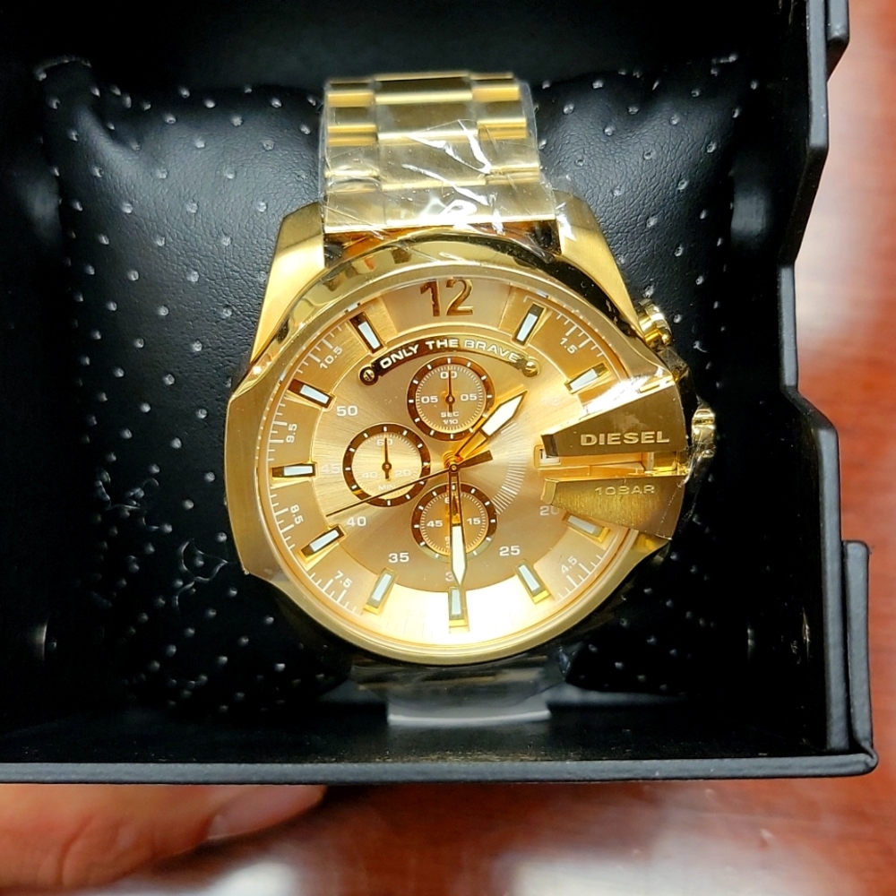 DIESEL MEN'S DZ4360 MEGA CHIEF CHRONOGRAPH GOLD-TONE STEEL WATCH